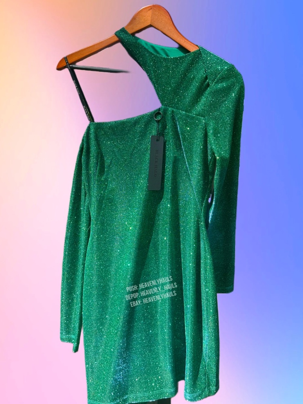 Black Halo Mermaidcore Sparkly Bodycon Summer Party Dress Iridescent NWT Sz 2